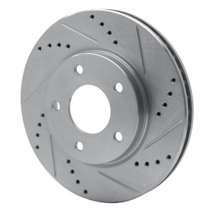 Dodge Caliber Brake Rotor (1) - Front Right - R1 Concepts - Drilled & Slotted - Silver - `07-`17